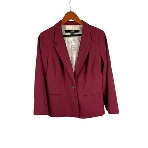 Kensie Womens Burgundy Blazer Size M Polyester Blend